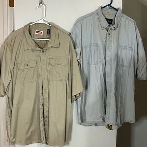 Lot of 2 Work Shirts Redhead and Wrangler Gray and Tan Short Sleeve Shirts